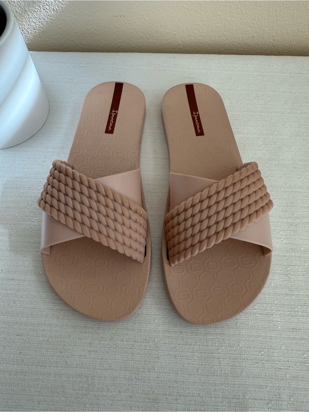 Ipanema Blush Pink Braided Slide Sandals